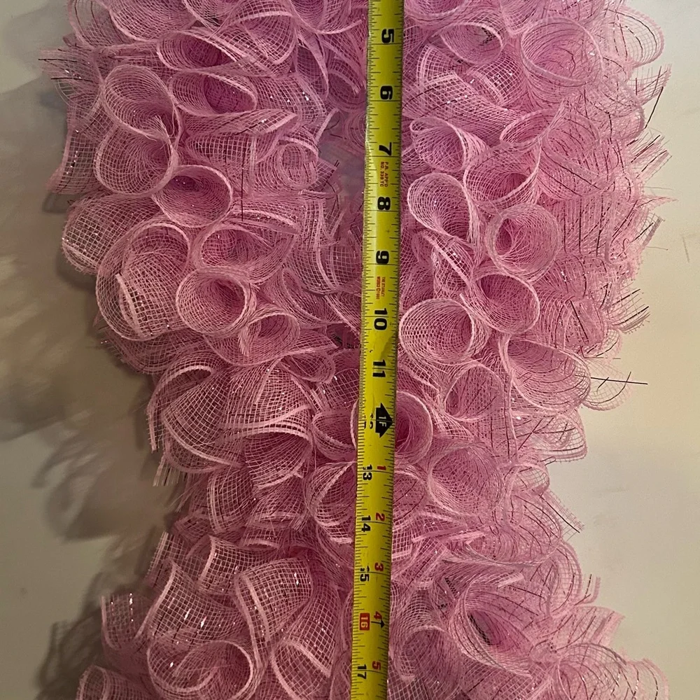Breast cancer Pink Mesh Ribbon Wreath- handmade - Picture 8 of 8